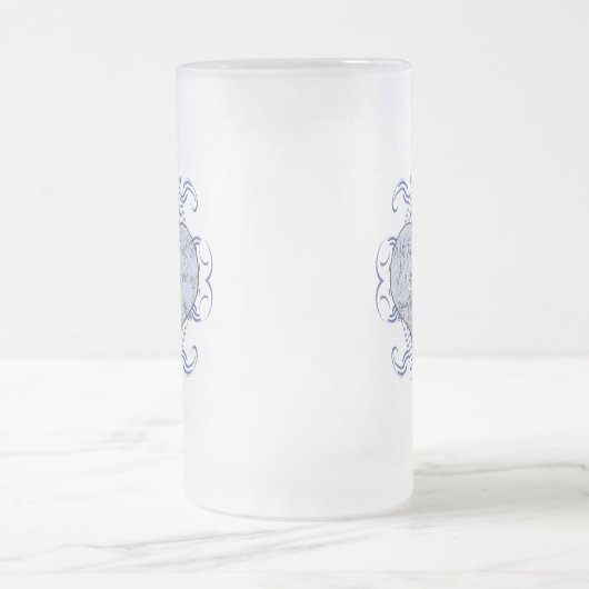 Monogram Wedding Vow Heart Matglas Bierpul (Center)