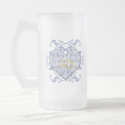 Monogram Wedding Vow Heart Matglas Bierpul (Links)