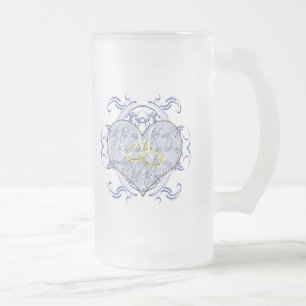 Monogram Wedding Vow Heart Matglas Bierpul