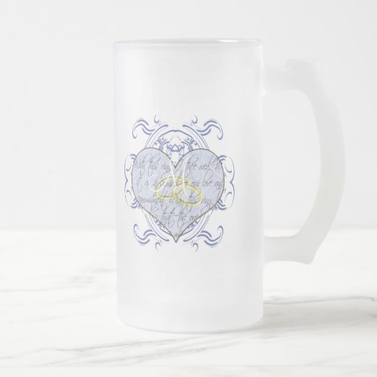 Monogram Wedding Vow Heart Matglas Bierpul (Rechts)