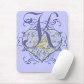 Monogram Wedding Vow Heart Muismat (Met muis)