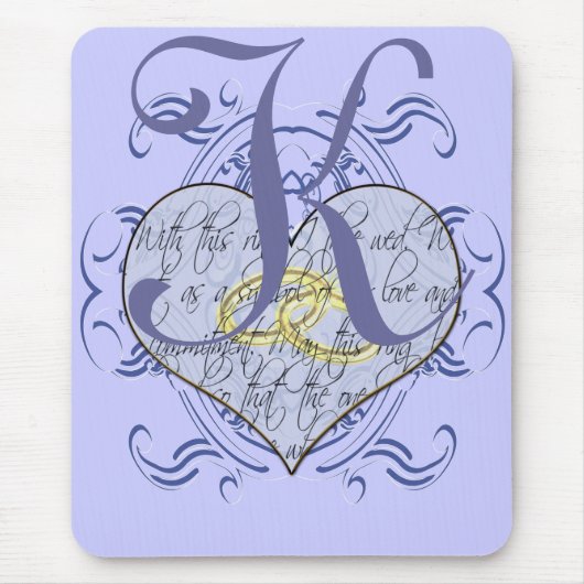 Monogram Wedding Vow Heart Muismat (Voorkant)