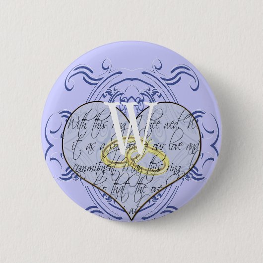 Monogram Wedding Vow Heart Ronde Button 5,7 Cm (Voorkant)