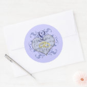 Monogram Wedding Vow Heart Ronde Sticker (Envelop)