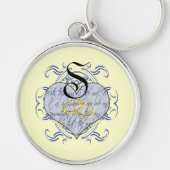 Monogram Wedding Vow Heart Sleutelhanger (Voorkant)