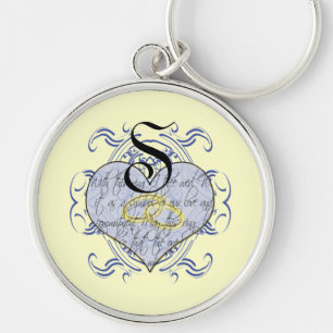 Monogram Wedding Vow Heart Sleutelhanger