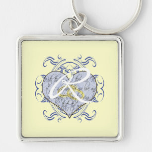 Monogram Wedding Vow Heart Sleutelhanger