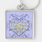 Monogram Wedding Vow Heart Sleutelhanger (Voorkant)