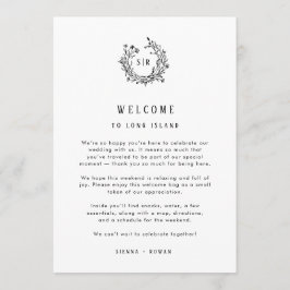 Monogram Wedding Welcome Insert with Program Bedankkaart