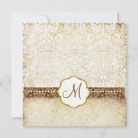 MONOGRAM WEDING INVITATIES VAN WITTE LACE KAART (Voorkant)