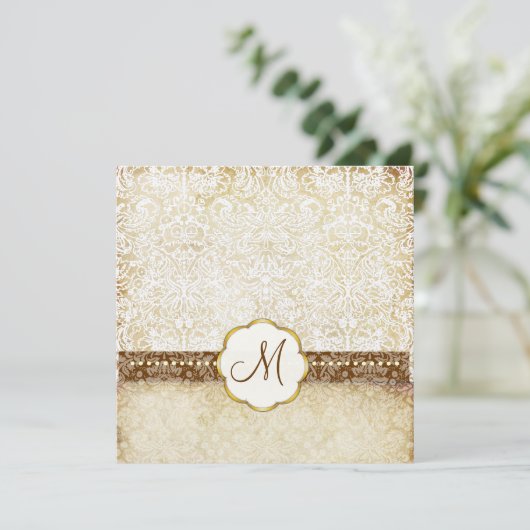MONOGRAM WEDING INVITATIES VAN WITTE LACE KAART (Staand voorkant)