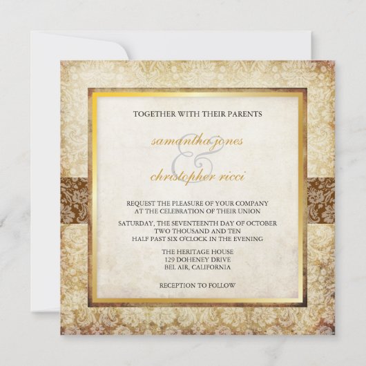  MONOGRAM WEDING INVITATIES VAN WITTE LACE KAART (Achterkant)