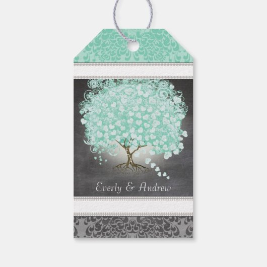 Monogram Weduwfoto Mint of Aangepaste kleur Cadeaulabel (Achterkant)