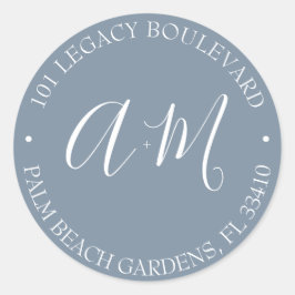 Monogram Weduwkeeradres Ronde Sticker