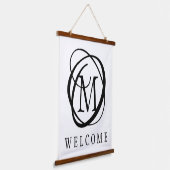 Monogram Welkome Aangepaste kleuren Hangend Wandkleed (Gebogen)