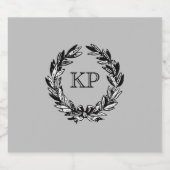 Monogram Welkomstkrans Grijze Herfst Bier Etiket (Enkel label)