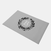 Monogram Welkomstkrans Grijze Herfst Deurmat (Schuin)