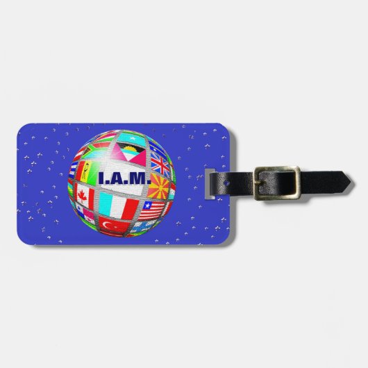 Monogram Wereldbol World Flags Map, Earth Bagagela Bagagelabel (Voorkant horizontaal)