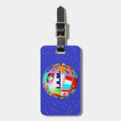 Monogram Wereldbol World Flags Map, Earth Bagagela Bagagelabel (Voorkant verticaal)