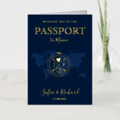 Monogram Wereldkaart paspoort bestemmingweddenscha Folie Wenskaart (Voorkant)