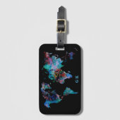 Monogram Wereldkaart reizen Waterverf schilderen Bagagelabel (Voorkant (verticaal))