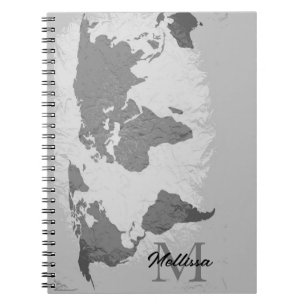 Monogram Wereldkaart Reiziger Naam Cadeau Favoriet Notitieboek