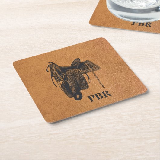  monogram Western paard Kartonnen Onderzetters (Schuin)