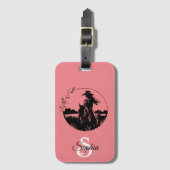 Monogram Western Paardenpaard Cowgirl Elegant Bagagelabel (Voorkant (verticaal))