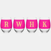 Monogram Westerne Retro Hot Roze Matching Wijnglas Zonder Voet (Voorkant)