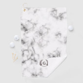 Monogram Wheat Laurel op White Marble Golfhanddoek (Insitu)