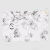 Monogram Wheat Laurel op White Marble Golfhanddoek (Horizontaal)