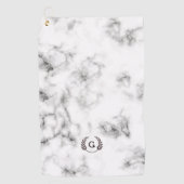 Monogram Wheat Laurel op White Marble Golfhanddoek (Voorkant)