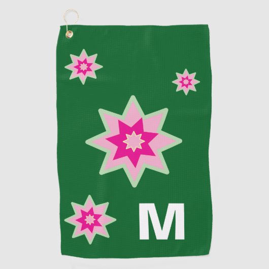 Monogram Whimiscal Pink Green Water Lilies Golfhanddoek (Voorkant)