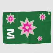 Monogram Whimiscal Roze Groene Waterlelies Golfhanddoek (Horizontaal)