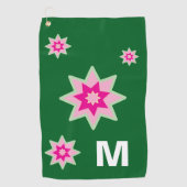Monogram Whimiscal Roze Groene Waterlelies Golfhanddoek (Voorkant)
