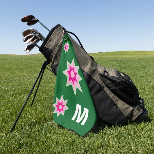 Monogram Whimiscal Roze Groene Waterlelies Golfhanddoek (Groen)