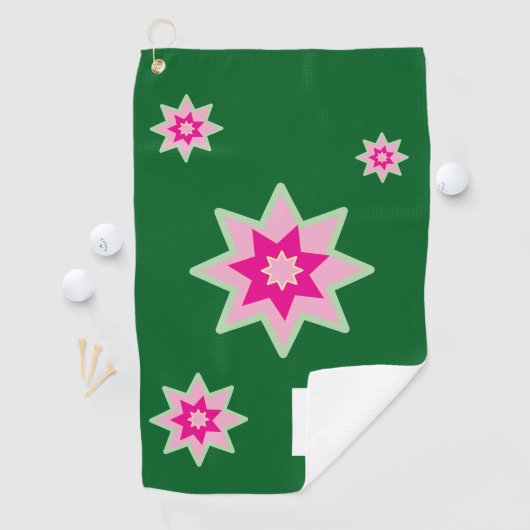 Monogram Whimiscal Water Pink Green Water Lilies Golfhanddoek (Insitu)