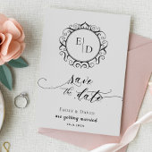 Monogram Whimsical Elegant Wedding Save the Date Aankondiging