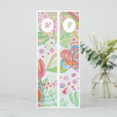 Monogram Whimsical Flowers Twee Bladwijzer (Staand voorkant)