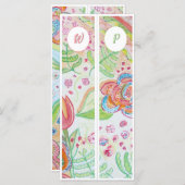 Monogram Whimsical Flowers Twee Bladwijzer (Voorkant / Achterkant)