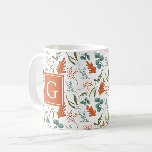 Monogram Whimsical Herfst Koffiemok (Voorkant links)
