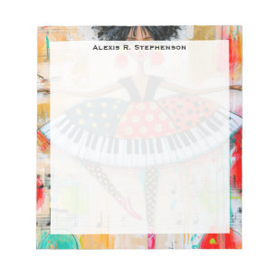 Monogram Whimsical Piano Toetsen Muziek Ballerina Notitieblok