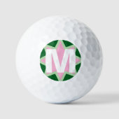 Monogram Whimsical Roze Groen Waterlelie Golfballen (Voorkant)
