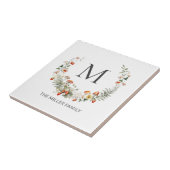 Monogram Whimsical Waterverf Bloemige Botanische Tegeltje (Zijkant)