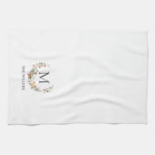 Monogram Whimsical Waterverf Bloemige Botanische Theedoek (Horizontaal)