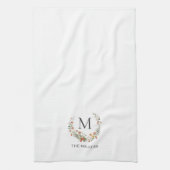 Monogram Whimsical Waterverf Bloemige Botanische Theedoek (Verticaal)