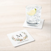 Monogram Whimsical Waterverf Floral Botanical Kartonnen Onderzetters (Insitu)