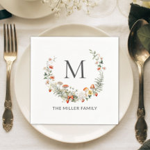 Monogram Whimsical Waterverf Floral Botanical