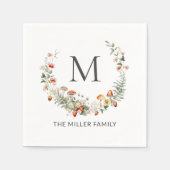 Monogram Whimsical Waterverf Floral Botanical Servet (Voorkant)