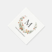 Monogram Whimsical Waterverf Floral Botanical Servet (Hoek)